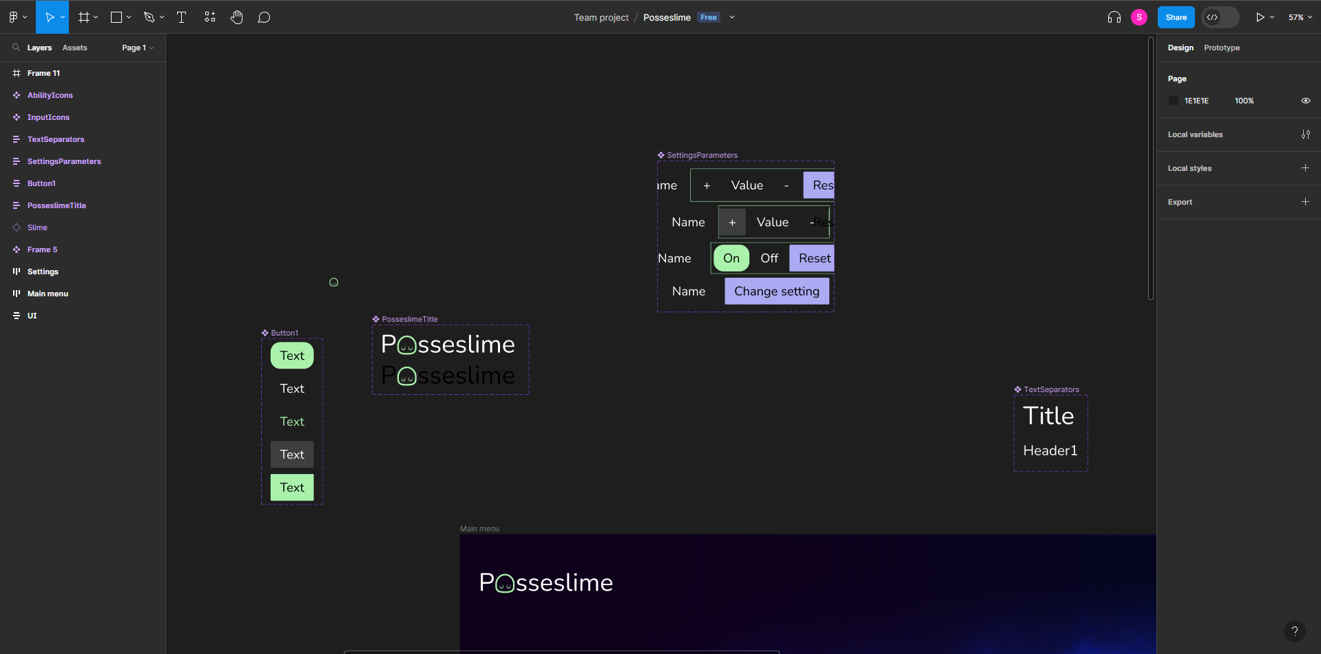 The various components used in Figma.